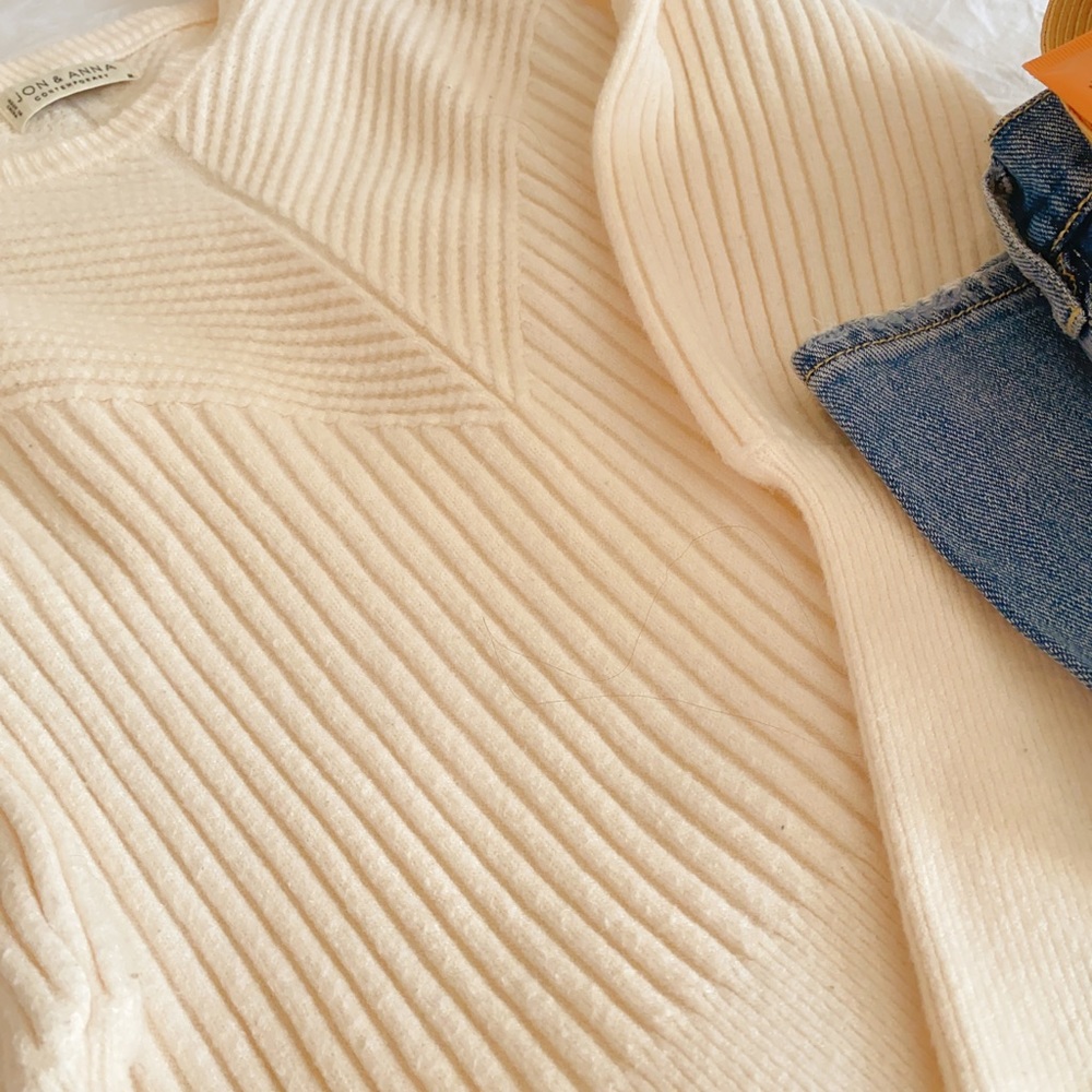 Jon & Anna cream ribbed sweater - Picture 4 of 9